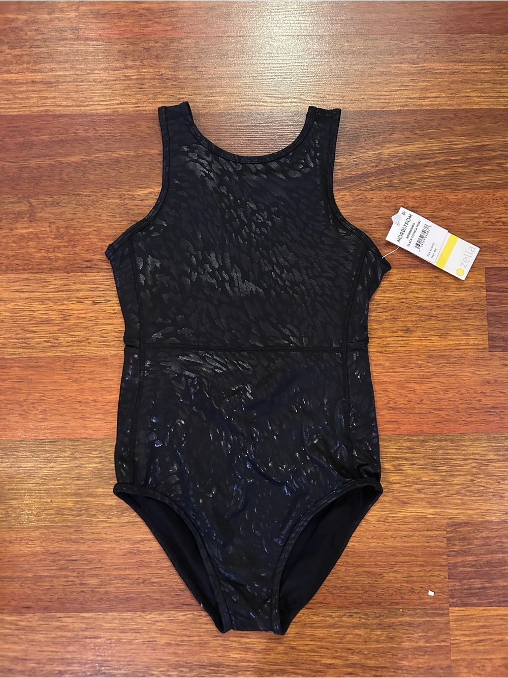 Zella Girl Black Leotard sz 8-10 NEW